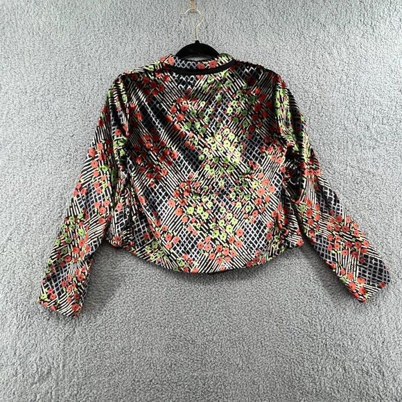 Anthropologie Abstract Floral Velvet Wrap Blazer Size 0 - Picture 5 of 15